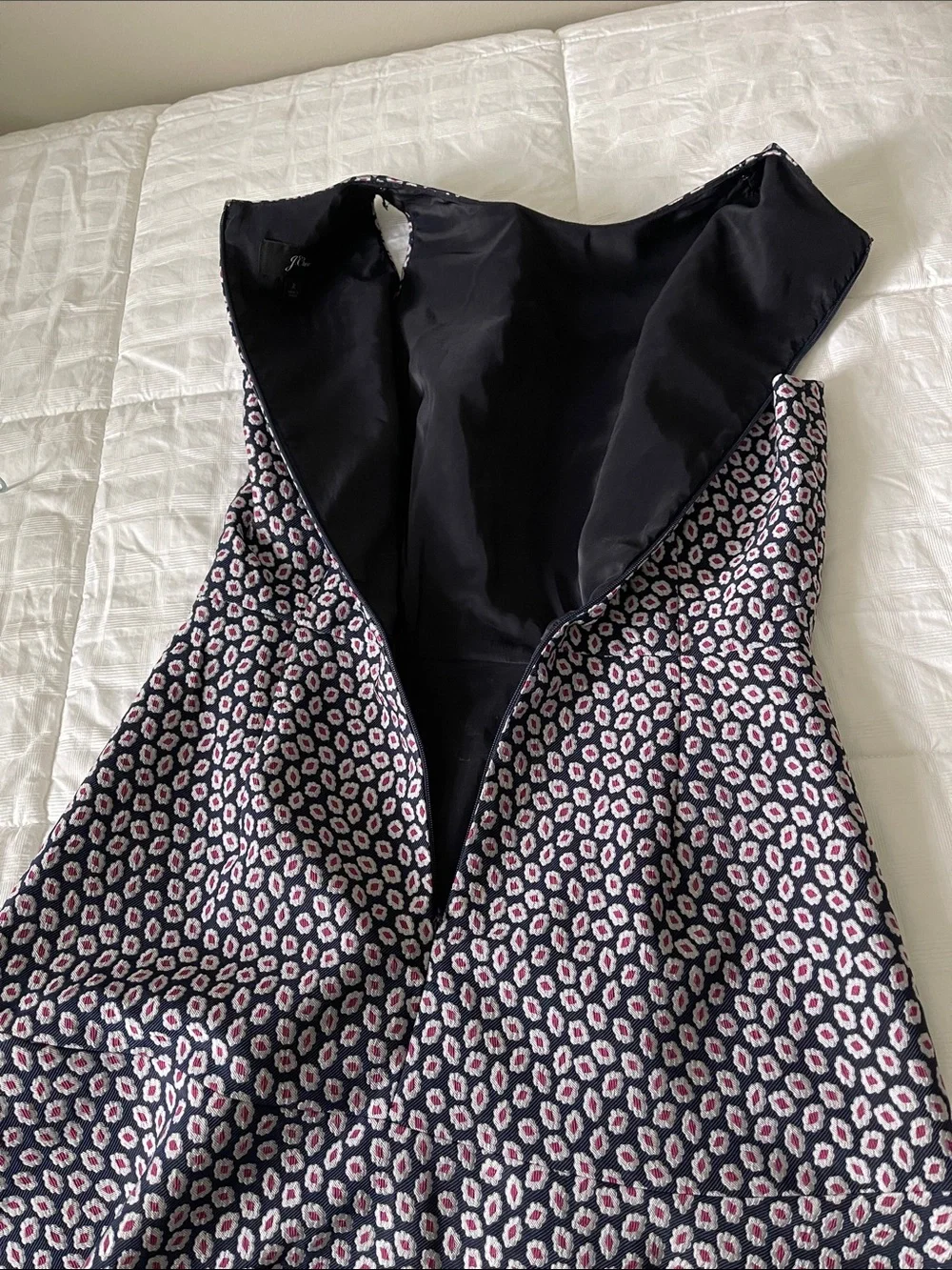 J. Crew Navy and White Sleeveless A-Line Mini Dress